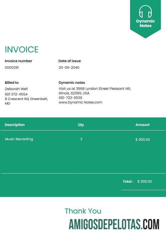 para download Modelo de fatura de produção musical